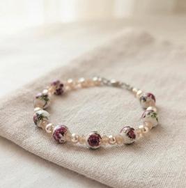 Bracciale Floreale Ceramica e Perle