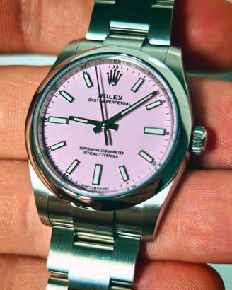 Rolex OP 34 Candy Pink 124200 nuovo 06/2026 full 
