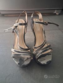 sandali con zeppa in jeans camuflage  num 38
