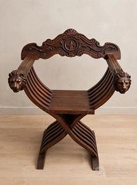 Sedia savonarola pieghevole in legno
