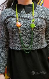 COLLANA  peridoto, nefrite, agata, diaspro argento