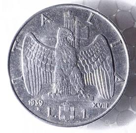 1 Lira di Vittorio Emanuele III 1939 XVIII