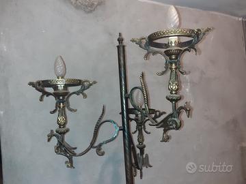 Piantana vintage da terra a tre luci funzionanti