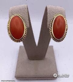 ORECCHINI ORO GIALLO 18kt. E CORALLI SARDEGNA