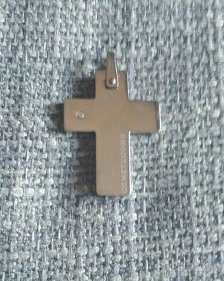 croce uomo con zircone bianco