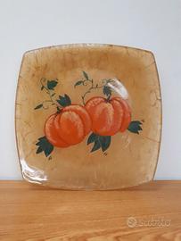 Piatto decoupage su vetro