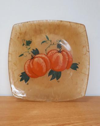 Piatto decoupage su vetro