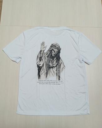 Maglietta T-shirt bianca con stampe taglia L uomo 