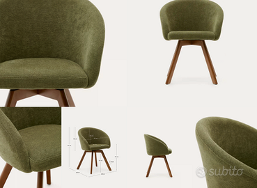3x Sedia Girevole Kave Home MARVIN Ciniglia Verde