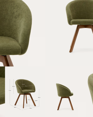 3x Sedia Girevole Kave Home MARVIN Ciniglia Verde