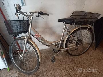 bicicletta da donna con cambio e cestini