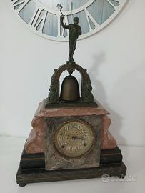 Antico Orologio Camino Parigina Legno Dipinto Scul