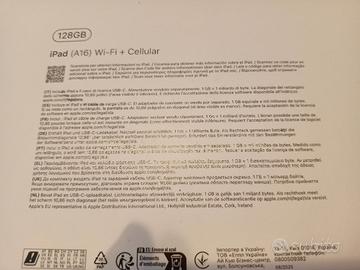 IPad A16 Wi-Fi + Cellular