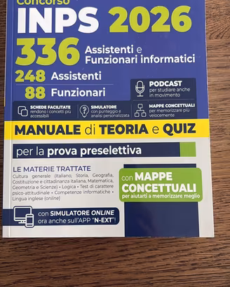 Concorso INPS 2026 Manuale Teoria e Quiz