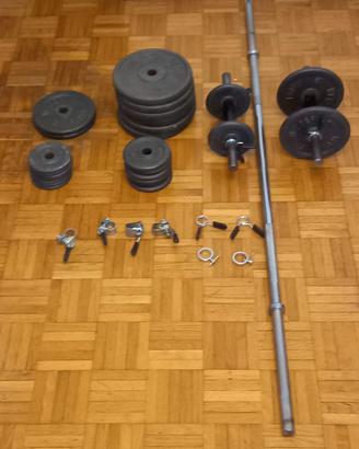 Set pesi completo + bilanciere + manubri: 60kg