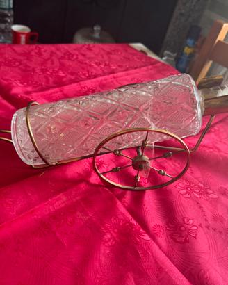 Decater in cristallo con carello in ottone