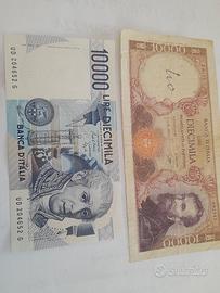 lotto 2 banconote da 10000 lire Michelangelo/Volta