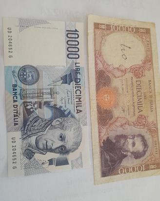 lotto 2 banconote da 10000 lire Michelangelo/Volta