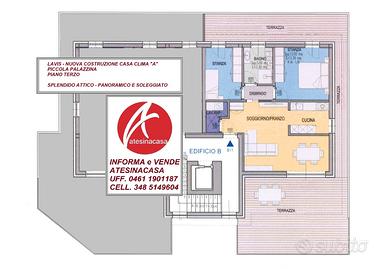 Lavis zona centrale e servita panoramico attico