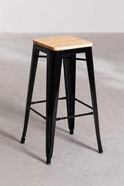 4 sgabelli ferro neri e legno