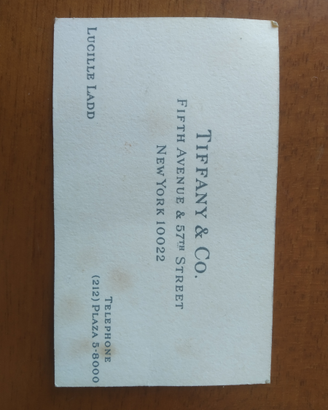 Tiffany & co raro biglietto da visita antico colle
