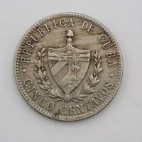 Moneta 5 Centavos 1946 Cuba Argento