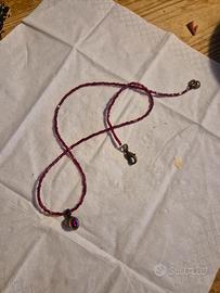 Girocollo Sottile Vintage con Pendente Rosso