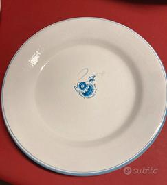 2 piatti dipinti a mano pesci blu