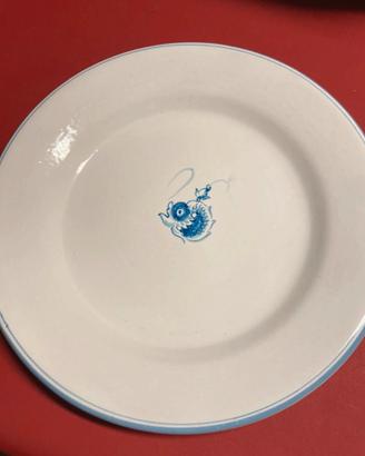 2 piatti dipinti a mano pesci blu