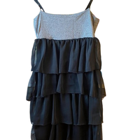 Vestito corto a balze con top argentato Tg 42
