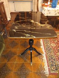 Tavolo vintage piano in vetro effetto marmo