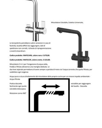 MISCELATORE ESTRAIBILE ACQUA FILTRANTE SMEG