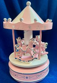 Carillon giostra cavalli rosa vintage - come nuovo