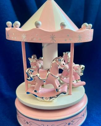 Carillon giostra cavalli rosa vintage - come nuovo