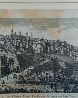 antica stampa di Bergamo rarissima xilografia 