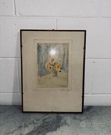 Antico quadro floreale firmato