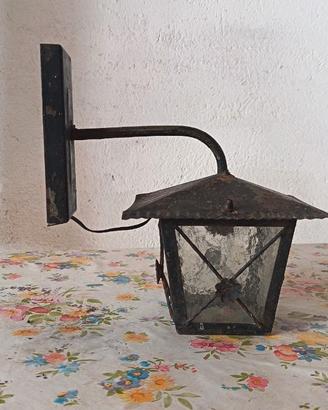 Lanterna da Parete Vintage in Ferro Battuto e Vetr