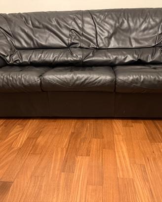 DIVANO LETTO IN PELLE NERA + 2 POLTRONE ABBINATE