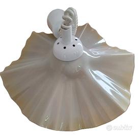 Lampadario in vetro campana ondulata verde