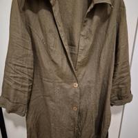 blazer camicia in 100% lino cachi  taglia S  IT 40