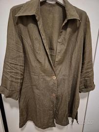 blazer camicia in 100% lino cachi  taglia S  IT 40