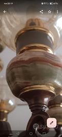 Lampadario in otone e pietra onice lavorata