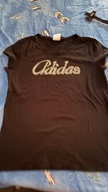 T-shirt donna Adidas nera con strass