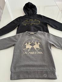 La Martina/Batman 2 felpe cotone tg 6 anni