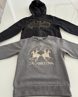La Martina/Batman 2 felpe cotone tg 6 anni