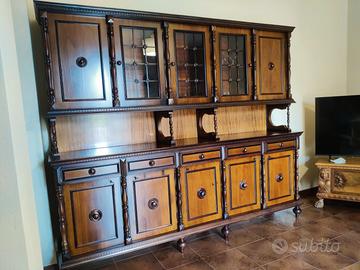 Credenza due corpi stile classico noce