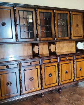 Credenza due corpi stile classico noce