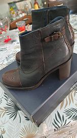 Tronchetti tacco donna pelle marrone blu 39 Igi&Co