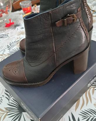 Tronchetti tacco donna pelle marrone blu 39 Igi&Co