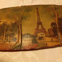 Antico Quadro in legno con pitture anni 70 Parigi